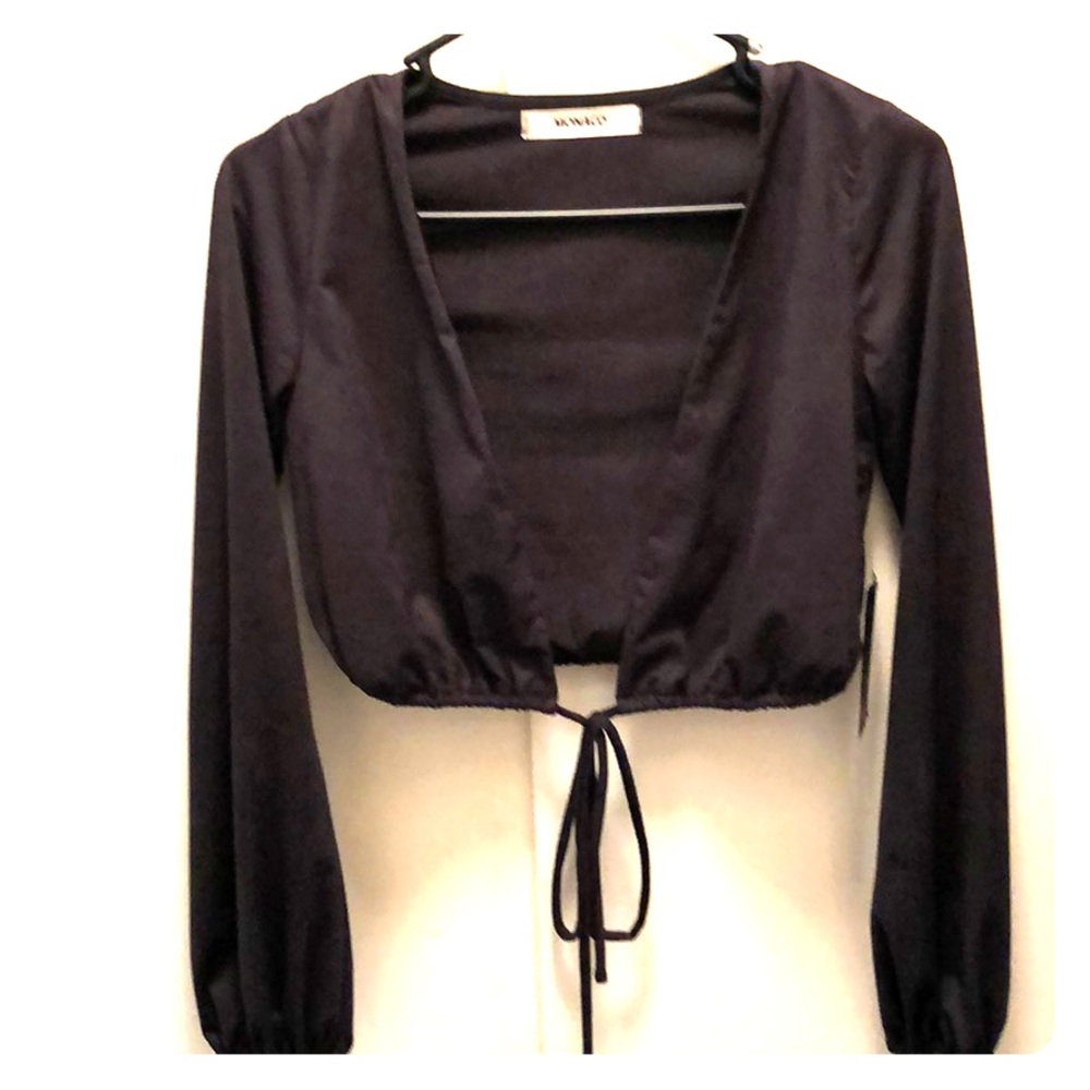 Suede long sleeve crop top